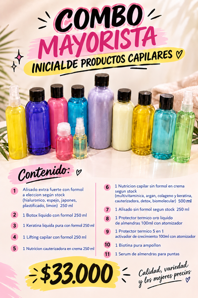 COMBO MAYORISTA INICIAL 11 PRODUCTOS CAPILARES!
