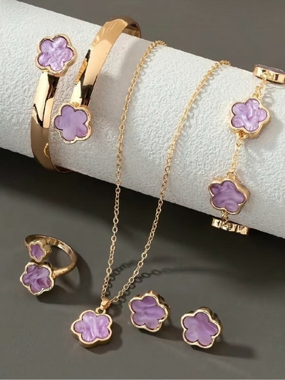 Set bijou trebol PREMIUM rosa