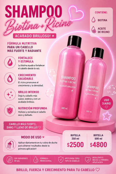 Shampoo de biotina y ricino💖🌸😍