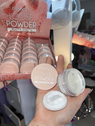 Polvo translucido efecto matte pink 21 con borla