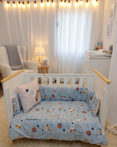 Acolchado + chichonera Cuna charriot