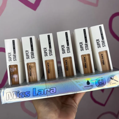 Corrector Miss Lara "Super Star Active Concealer" con una duración de 30 horas. 