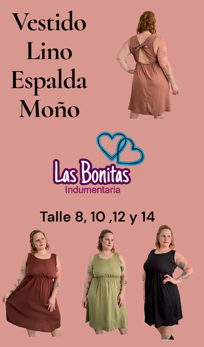 Vestido Espalda moño lino
