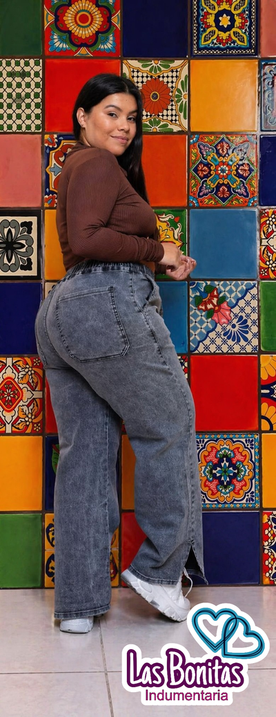 Jeans palazo elastizado nevado 