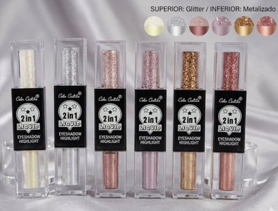 SOMBRA LIQUIDA 2 EN 1,  GLITTER+METALIZADO