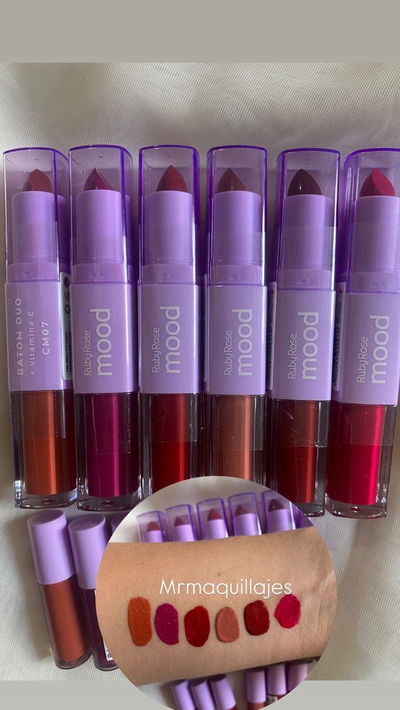DUO LABIAL LIQUIDO + LABIAL EN BARRA - MOOD RUBY ROSE