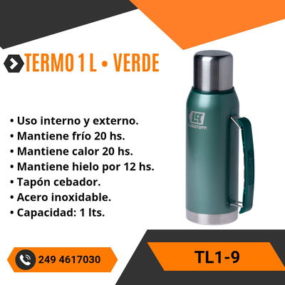 TERMO 1 L - MANIJA Y PICO CEBADOR • VERDE