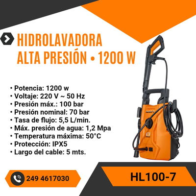 HIDROLAVADORA ALTA PRESIÓN - 1200W