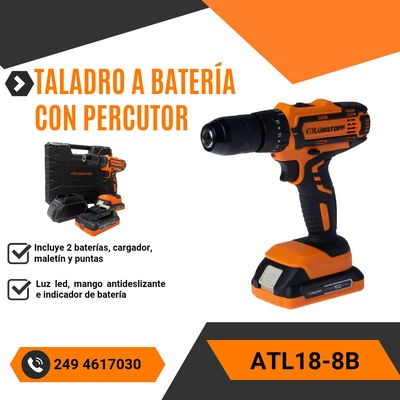 TALADRO A BATERIA CON PERCUTOR ATL18-8B