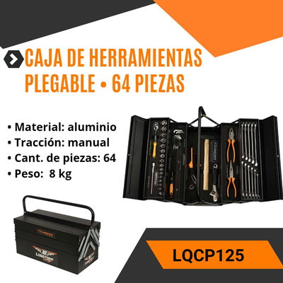 CAJA DE HERRAMIENTAS PLEGABLE • 64 PIEZAS