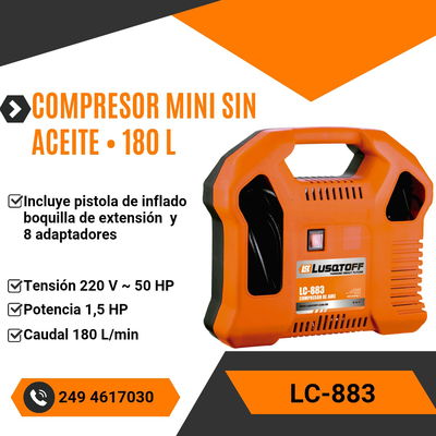 COMPRESOR MINI SIN ACEITE - 180 L