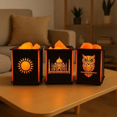 Lampara de sal MDF cuadrada