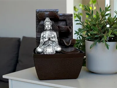 Fuente  buda c/ led 3 caidas 17 cm