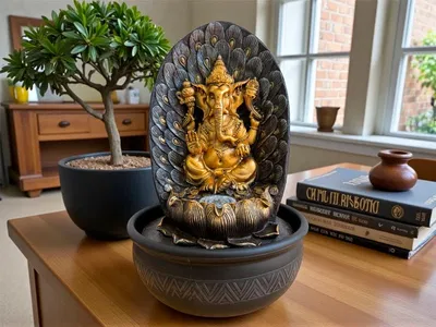 Fuente ganesh real 40 cm con led