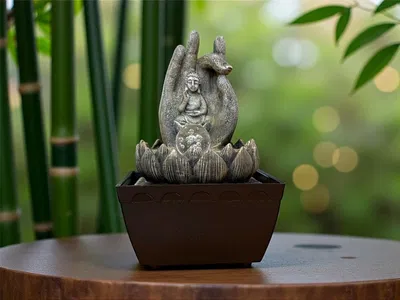 Fuente con mano buda c/ led 19.5 cm