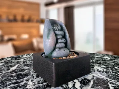 Fuente de agua piedra con esfera 23 cm