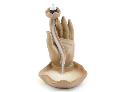 Cascada de humo loto sobre mano 16.5 cm importada