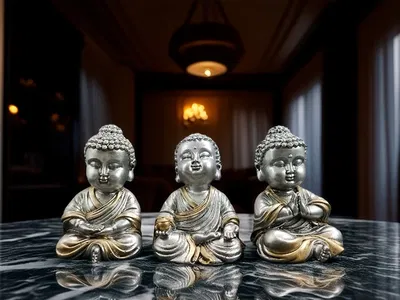 Buda meditacion plateado con dorado vs modelos 7 cm