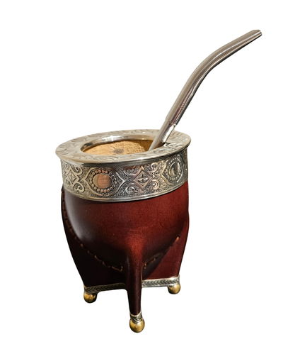 Mate imperial base de alpaca pelotas de bronce guarda de alpaca int. calabaza + Bombilla