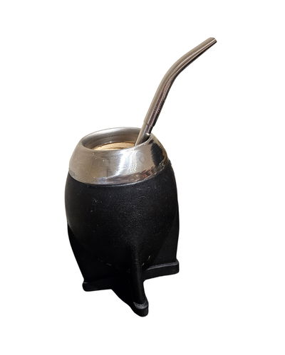 Mate torpedo negro, interior de calabaza, virola de acero + Bombilla