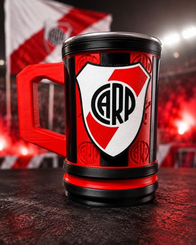 Chop River Plate 3D 500 Ml Rojo Negro Interior De Aluminio Personalizado