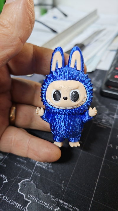 Mini Labubu Llavero Azul Silk