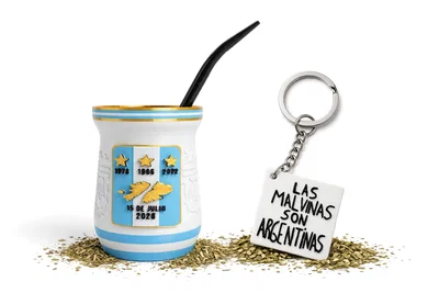 Mate Impresion 3D Seleccion Argentina 3 Estrellas Islas Malvinas + Bombilla + Llavero