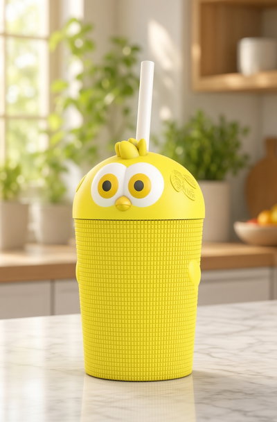 Vaso milkshake Pollito Amarillo 300ml más sorbete