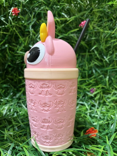 Vaso Milkshake Angel 3D con Tapa y Sorbete - Edición Stitch