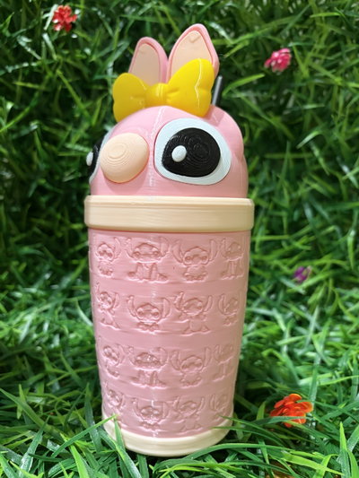 Vaso Milkshake Angel 3D con Tapa y Sorbete - Edición Stitch