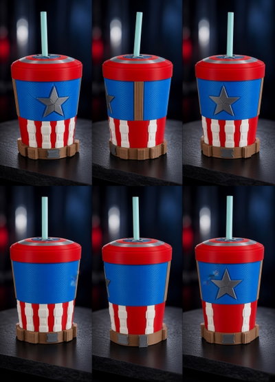 Vaso Milkshake Capitán América 300ml más sorbete