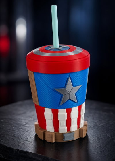 Vaso Milkshake Capitán América 300ml más sorbete