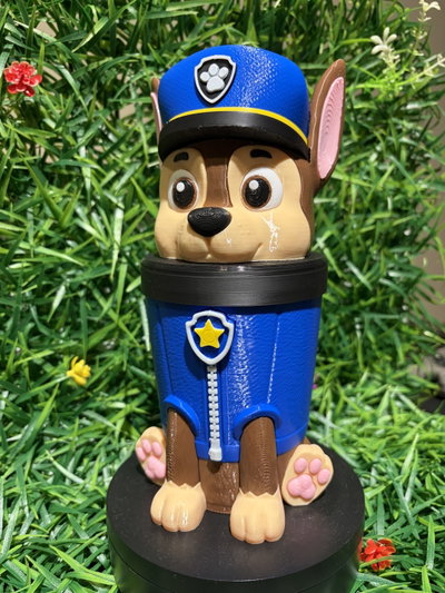 Vaso Milkshake 3D Chase - Paw Patrol con Tapa y Patitas