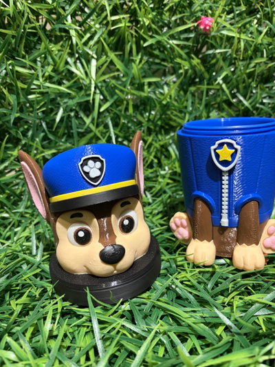 Vaso Milkshake 3D Chase - Paw Patrol con Tapa y Patitas