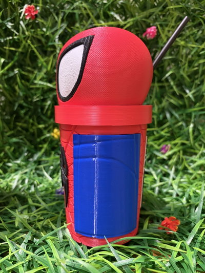 Vaso Milkshake SpiderMan 3D con Tapa y Sorbete 