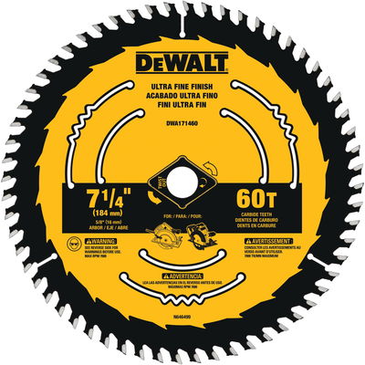 Disco De Sierra Dewalt Dwa171460 7-1/4 Pulgadas 60 Dientes