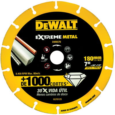 Disco Diamantado Segmentado Extreme Metal Amoladora 7'' 180mm DW8570