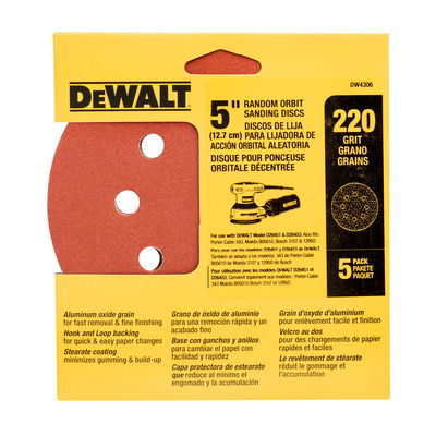 Set de Discos para Lijadora Rotoorbital 125mm Grano 220(x 5 Unid) DW4306
