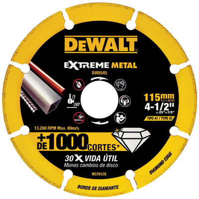 Disco Diamantado Segmentado Extreme Metal Amoladora 4-1/2'' 115mm DW8545