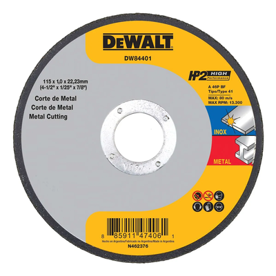 Discos de Corte 115mm x 1mm para Metal Acero Inoxidable DW84401 x 25 Unidades