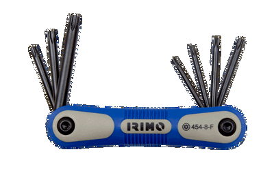 Juego de 9 llaves acodadas pavonadas con punta Torx inviolable en estuche plegable