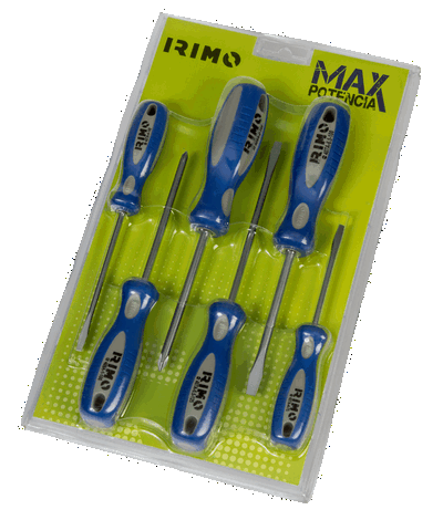 Set Destornilladores punta Plana y Phillips- 6 piezas en Blister