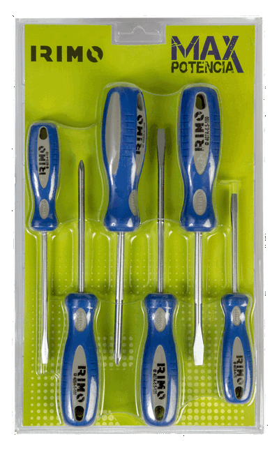 Set Destornilladores punta Plana y Phillips- 6 piezas en Blister