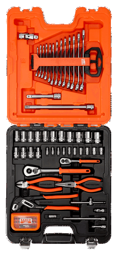 Juego de tubos # de 1/4" y 1/2", hex métrico y combinadas, puntas y alicates 