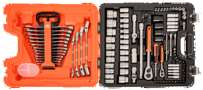 Juego de tubos de 1/4 y 1/2" con llaves combinadas 106 piezas/maletín 