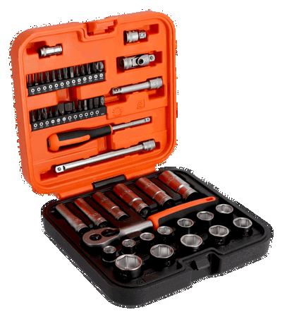 Juego de bocallaves  de 3/8" hexagonal métrico y puntas de 1/4" - 51 piezas