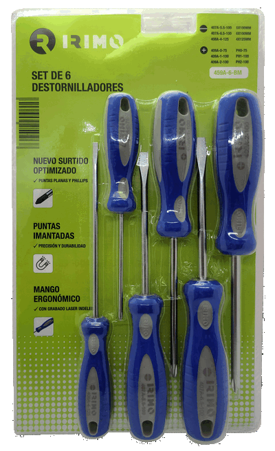 Set de Destornilladores Pl y Ph con Punta Magnética – 6 Piezas en Blíster