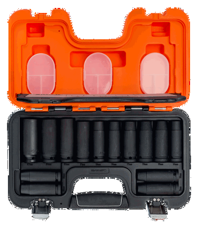 Juego de bocallaves largos de Alto Impacto 1/2" hexagonal métrico- 14 piezas