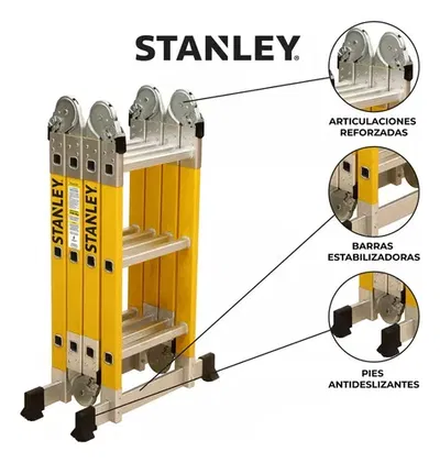 Escalera Articulada Stanley Dieléctrica 12 Escalones 4x3