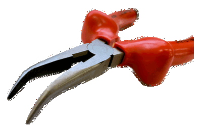 Pinzas de punta larga curva aisladas